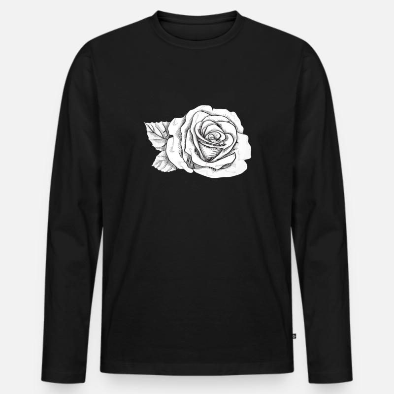 Rose Blume - Männer Premium Bio Langarmshirt - Schwarz
