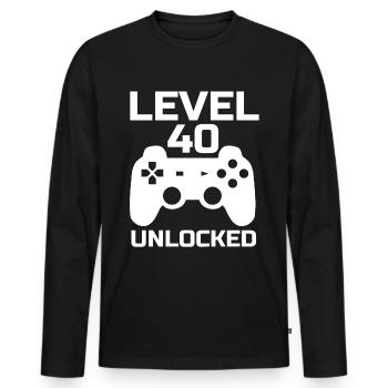 Level 40 Unlocked Gamer 40 Years Birthday - Men's Premium Organic Long Sleeve Shirt - black - Front - Nico (187cm)