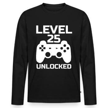 Level 25 Unlocked Gamer 25 Years Birthday - Men's Premium Organic Long Sleeve Shirt - black - Front - Nico (187cm)
