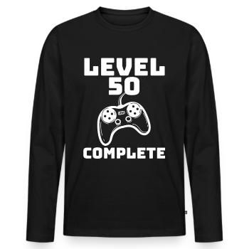 Level 50 Unlocked Gamer 50 Years Birthday - Men's Premium Organic Long Sleeve Shirt - black - Front - Nico (187cm)