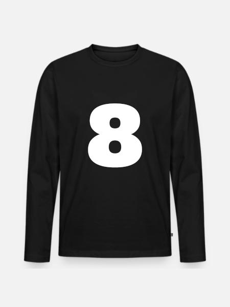 Numéro 8 Monogramme en majuscules - T-shirt manches longues Premium bio Homme - noir