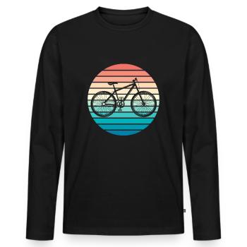 Cycling Mountain Biking Mountain Biking - Men's Premium Organic Long Sleeve Shirt - black - Front - Nico (187cm)