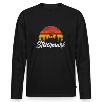 Steiermark Steirer Steirerin Österreich Hirsch - Männer Premium Bio Langarmshirt - Schwarz - Vorne - Nico (187cm)