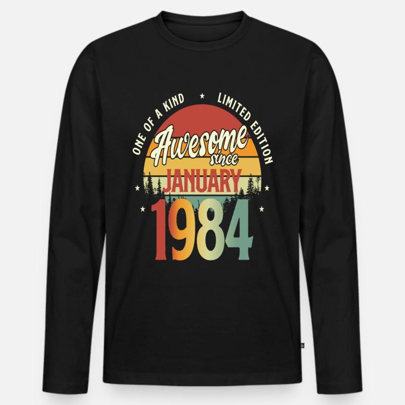 Schönes Vintage Januar 1984 Geburtstags Design - Männer Premium Bio Langarmshirt - Schwarz