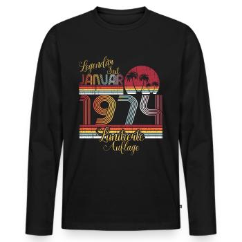 Retro Vintage Legendär Geburtstag Januar 1974 - Männer Premium Bio Langarmshirt - Schwarz - Vorne - Nico (187cm)