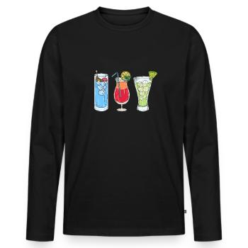 Cocktails Bar bar plage vacances boissons - T-shirt manches longues Premium bio Homme - noir - Devant - Nico (187cm)