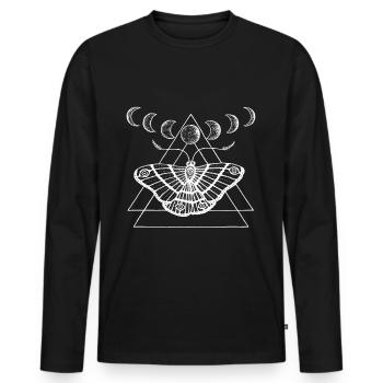 Motte avec phases lunaires par Nikki-Luka - T-shirt manches longues Premium bio Homme - noir - Devant - Nico (187cm)