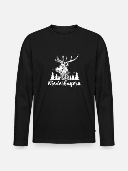 Niederbayern - Männer Premium Bio Langarmshirt - Schwarz