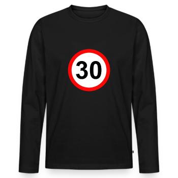 30th birthday - 30 years - Men's Premium Organic Long Sleeve Shirt - black - Front - Nico (187cm)