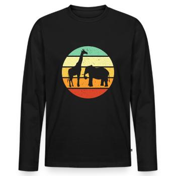 Zoo Besucher Tierfan Geschenk Zoo Giraffe Elefant - Männer Premium Bio Langarmshirt - Schwarz - Vorne - Nico (187cm)