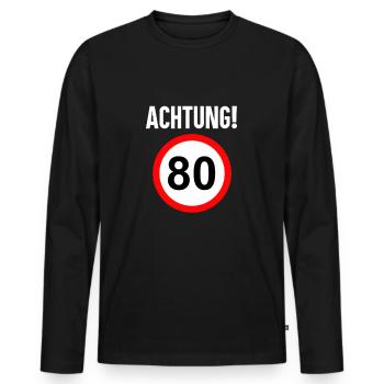 80. Geburtstag 80 Jahre 80er Geschenk Männer - Männer Premium Bio Langarmshirt - Schwarz - Vorne - Nico (187cm)