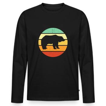 Ours Rétro ours vintage ours polaire Grizzly ours brun - T-shirt manches longues Premium bio Homme - noir - Devant - Nico (187cm)