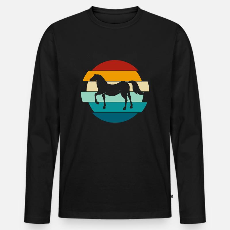 Cavalli Cavalli Retro Vintage Gift - Maglia a manica lunga ecologica premium da uomo - nero