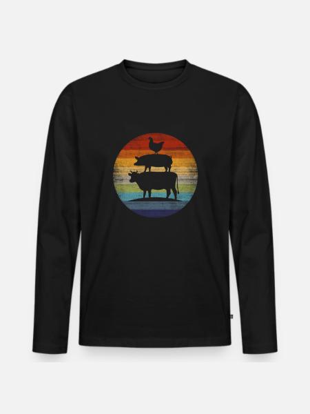 Cow, pig and chicken - Men's Premium Organic Long Sleeve Shirt - black