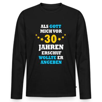 30 Jahre Frauen Männer 30. Geburtstag Geschenk - Männer Premium Bio Langarmshirt - Schwarz - Vorne - Nico (187cm)