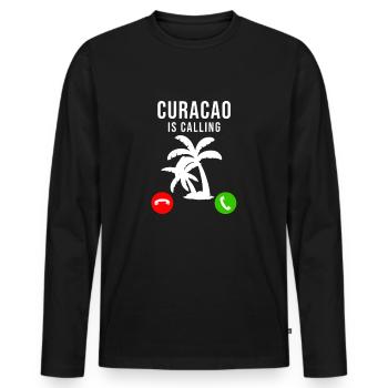 Curacao - Männer Premium Bio Langarmshirt - Schwarz - Vorne - Nico (187cm)