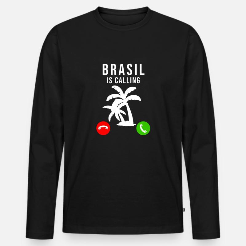 Brasilien - Männer Premium Bio Langarmshirt - Schwarz