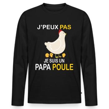 Papa Poule le Meilleur de Tous - T-shirt manches longues Premium bio Homme - noir - Devant - Nico (187cm)