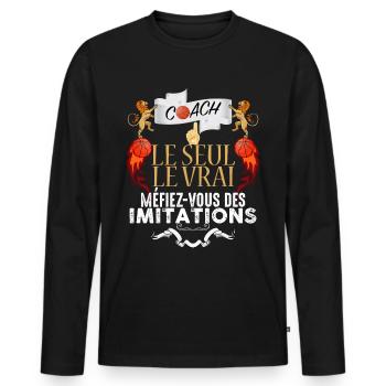 Coach le Seul Le Vrai Cadeau Basket Basketteur - T-shirt manches longues Premium bio Homme - noir - Devant - Nico (187cm)