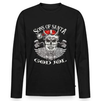 Biker Sons Of Santa - Viking Motorrad Weihnachten - Männer Premium Bio Langarmshirt - Schwarz - Vorne - Nico (187cm)