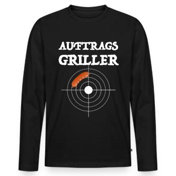 Auftragsgriller | grillen, Party, Bier, feiern - Männer Premium Bio Langarmshirt - Schwarz - Vorne - Nico (187cm)