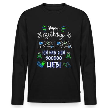 Papa Geburtstag – Ich hab dich lieb Papa - Männer Premium Bio Langarmshirt - Schwarz - Vorne - Nico (187cm)