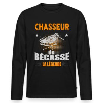 Chasseur de bécasse La Légende Humour Homme - T-shirt manches longues Premium bio Homme - noir - Devant - Nico (187cm)