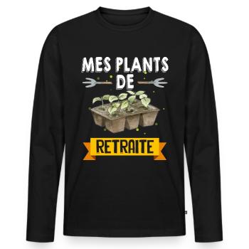 Jardinier à la retraite cadeau collègue - T-shirt manches longues Premium bio Homme - noir - Devant - Nico (187cm)