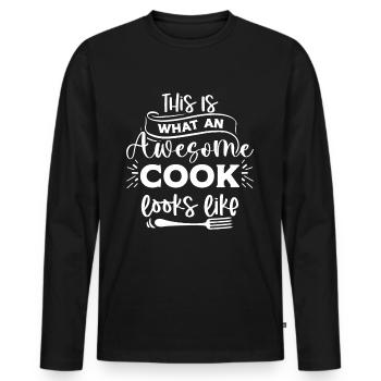 Awesome Cook is looking like this best cook - Men's Premium Organic Long Sleeve Shirt - black - Front - Nico (187cm)