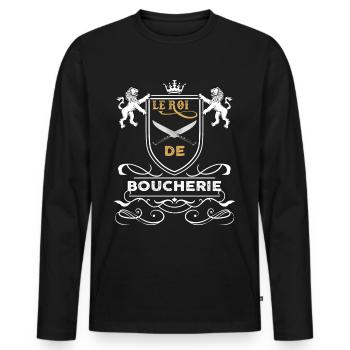 Le Roi De la Boucherie Passion Boucher Cadeau - T-shirt manches longues Premium bio Homme - noir - Devant - Nico (187cm)
