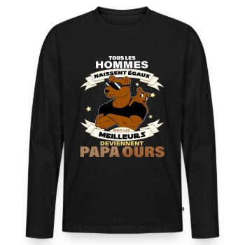 Mon Papa Ours A Du Style - T-shirt manches longues Premium bio Homme - noir - Devant - Nico (187cm)