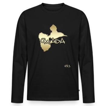 Gwada Ile De la Guadeloupe 971 - T-shirt manches longues Premium bio Homme - noir - Devant - Nico (187cm)