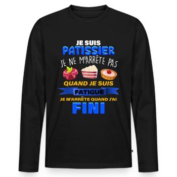 Je suis patissier Et J'Aime ça Cadeau Homme - T-shirt manches longues Premium bio Homme - noir - Devant - Nico (187cm)
