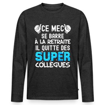 Futur Retraité Super Mec Cool - T-shirt manches longues Premium bio Homme - anthracite chiné - Devant - Nico (187cm)