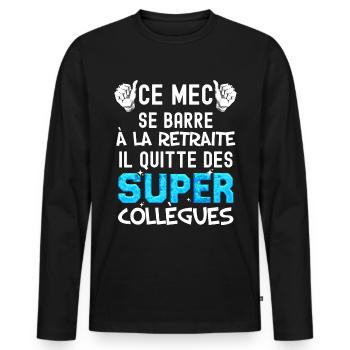 Futur Retraité Super Mec Cool - T-shirt manches longues Premium bio Homme - noir - Devant - Nico (187cm)