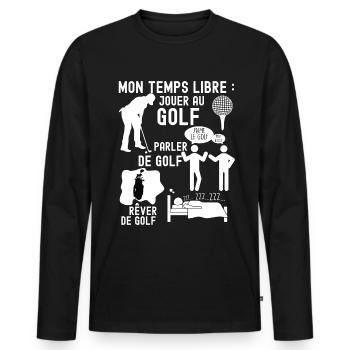Golf Cadeau Homme Golfeur Temps Libre - T-shirt manches longues Premium bio Homme - noir - Devant - Nico (187cm)