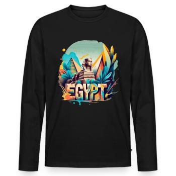 Egyptian Sphinx in Egypt with "egypt" writing - Men's Premium Organic Long Sleeve Shirt - black - Front - Nico (187cm)