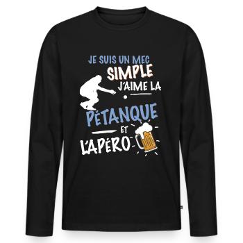 Pétanque Apéro Humor Homme Bouliste - Männer Premium Bio Langarmshirt - Schwarz - Vorne - Nico (187cm)