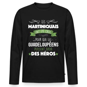 Martinique Hero Man Martinique Guadeloupe - Men's Premium Organic Long Sleeve Shirt - black - Front - Nico (187cm)