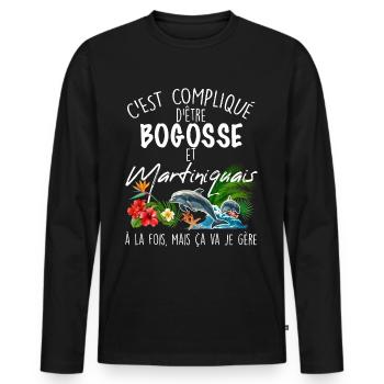Martinique Homme Bogosse Gift Papa Tonton - Men's Premium Organic Long Sleeve Shirt - black - Front - Nico (187cm)
