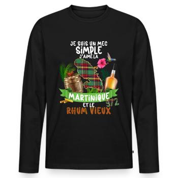 Homme Mec Simple Rhum Vieux Et Martinique 972 - T-shirt manches longues Premium bio Homme - noir - Devant - Nico (187cm)