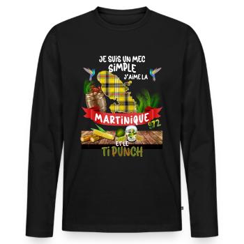 Martinique Ti Punch Apéro Colibri - Männer Premium Bio Langarmshirt - Schwarz - Vorne - Nico (187cm)