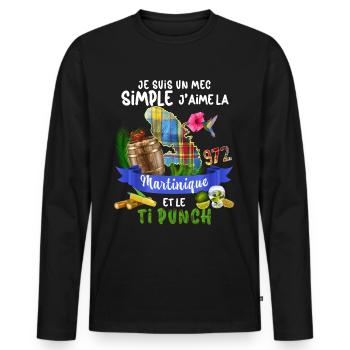 Martinique Homme Rhum Ti Punch Tropical - Men's Premium Organic Long Sleeve Shirt - black - Front - Nico (187cm)