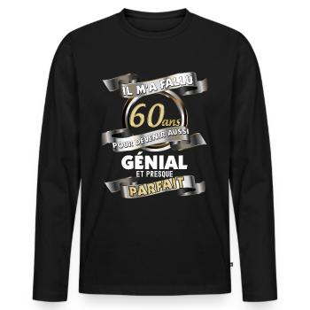 Geburtstag 60 Jahre Mann Perfekter Vater - Männer Premium Bio Langarmshirt - Schwarz - Vorne - Nico (187cm)
