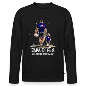Rugby Dad & Son Man & Child - Men's Premium Organic Long Sleeve Shirt - black - Front - Nico (187cm)