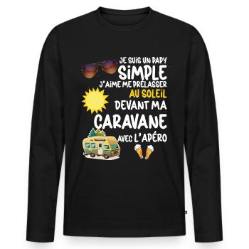 Caravane Homme Retraité Papy Apéro Bière - T-shirt manches longues Premium bio Homme - noir - Devant - Nico (187cm)