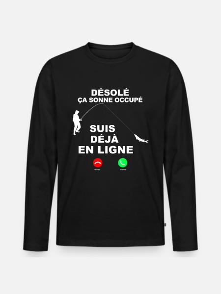 Angelndes Geschenk für Männer - Männer Premium Bio Langarmshirt - Schwarz