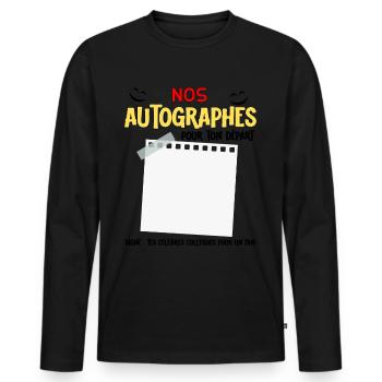 Départ Collègue Homme Retraite Mutation Autographe - T-shirt manches longues Premium bio Homme - noir - Devant - Nico (187cm)