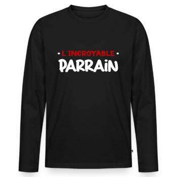 L'incroyable Parrain Futur Filleul Annonce Bébé - T-shirt manches longues Premium bio Homme - noir - Devant - Nico (187cm)