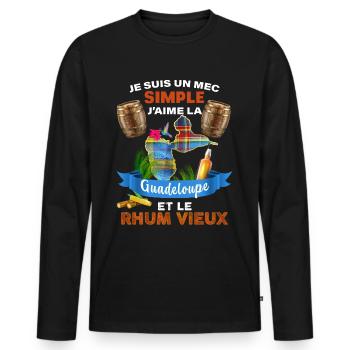 Guadeloupe Antilles Françaises 971 Rhum Ti Punch - T-shirt manches longues Premium bio Homme - noir - Devant - Nico (187cm)